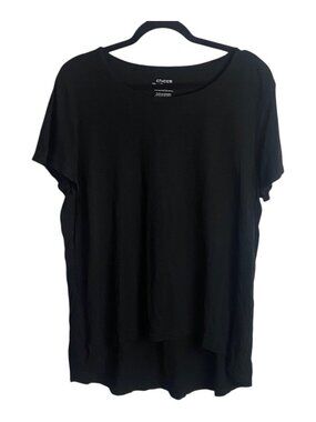 Chico's The Ultimate Tee Size 3 Black Short Sleeves Shirt Basic Modal Casual Xl